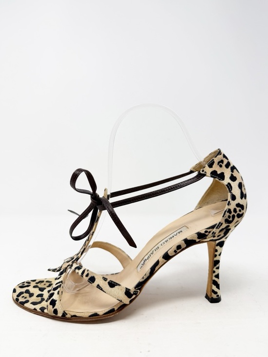 Manolo Blahnik Leopard Print Strappy Stiletto Heels Womens Size EU 39 - Picture 8 of 10